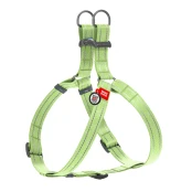 Шлея светоотражающая WAUDOG Re-cotton для собак, с QR паспортом, хлопок/пластик, L, 25 мм/60-90 см, салатовый