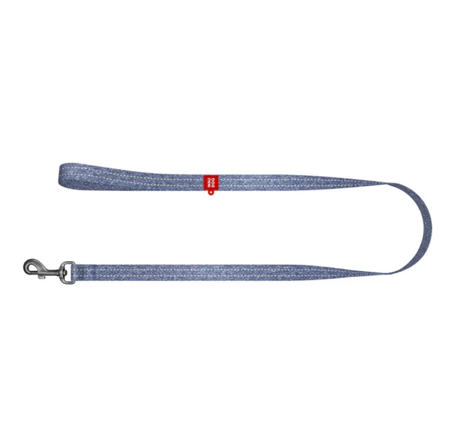 Повідець світловідбиваючий WAUDOG Re-cotton для собак, з QR паспортом, бавовна, L-XXL, 25 мм/150 см, синій