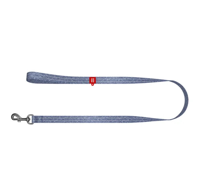 Повідець світловідбиваючий WAUDOG Re-cotton для собак, з QR паспортом, бавовна, L-XXL, 25 мм/200 см, синій