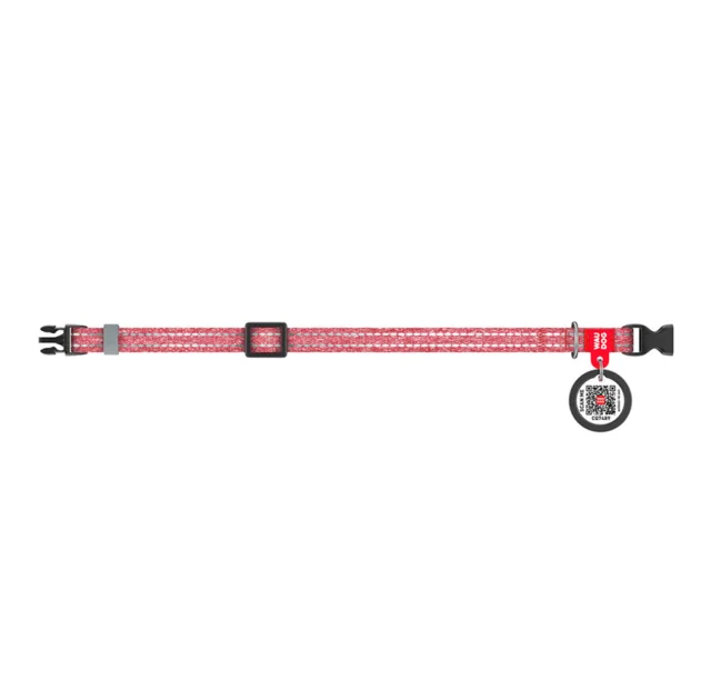 Нашийник світловідбиваючий WAUDOG Re-cotton для котів та собак, бавовна/пластик, XS, 10 мм/20-30 см, червоний