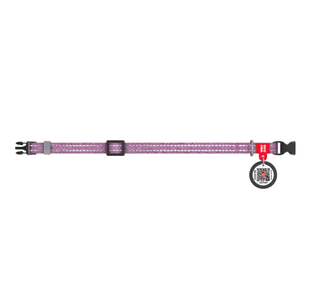 Нашийник світловідбиваючий WAUDOG Re-cotton для котів та собак, бавовна/пластик, XS, 10 мм/20-30 см, фіолетовий
