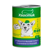 Консервы Хвостик для взрослых собак, с кусочками оленины в подливе, 415 г