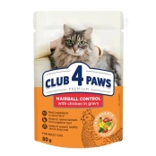 Вологий корм Клуб 4 Лапи Premium для дорослих котів, з ефектом виведення шерсті, 80 г