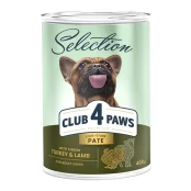 Консерви Клуб 4 Лапи Premium для дорослих собак, паштет з індичкою та ягням, 400 г