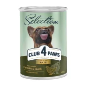 Консерви Клуб 4 Лапи Premium для дорослих собак, паштет з куркою та ягням, 400 г
