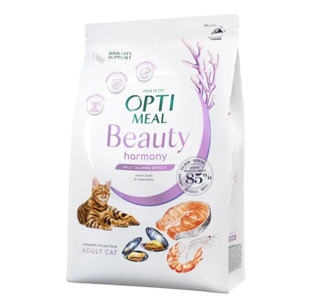 Сухой корм Optimeal Beauty Harmony для кошек, с успокаивающим эффектом, на основе морепродуктов, 4 кг