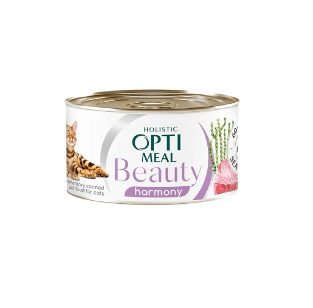Консерви Optimeal Beauty Harmony для котів, тунець в желе з водоростями, 70 г
