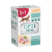 Набір вологого корму Optimeal для дорослих котів, кролик у білому соусі, 3+1, 340 г