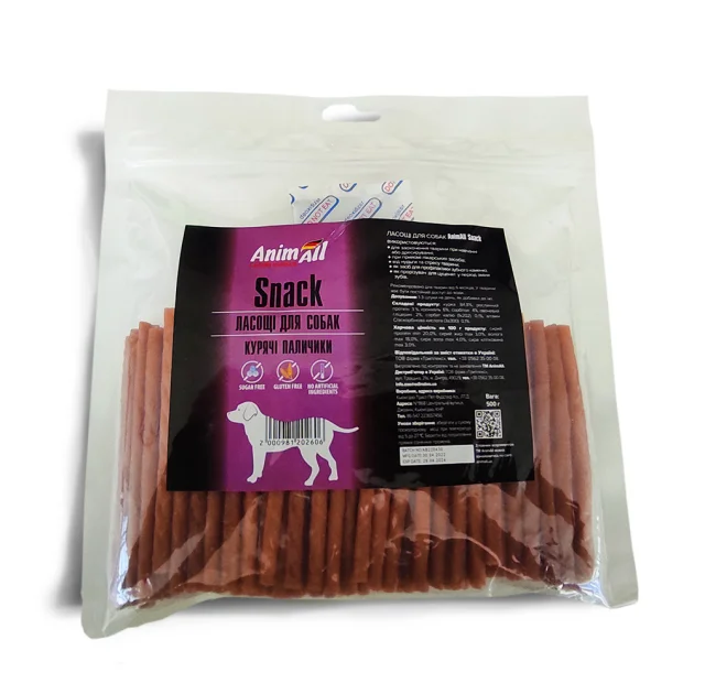 Ласощі AnimAll Snack курячі палички, для собак, 500 г