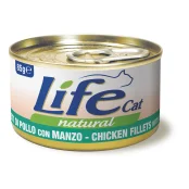 Консерви LifeCat Chicken Fillets With Beef для дорослих котів, філе курки та яловичини, 85 г