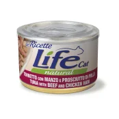 Консерви LifeCat Tuna With Beef And Chicken Ham для дорослих котів, тунець з яловичиною та лососем, 150 г