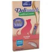 Ласощі LifeCat Deli Snack Natural Cream для котів, крем-снек на основі м'яса лосося, 6 штук по 15 г