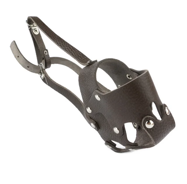 Намордник Cristel для собак, кожаный, "Спаниель", коричневый