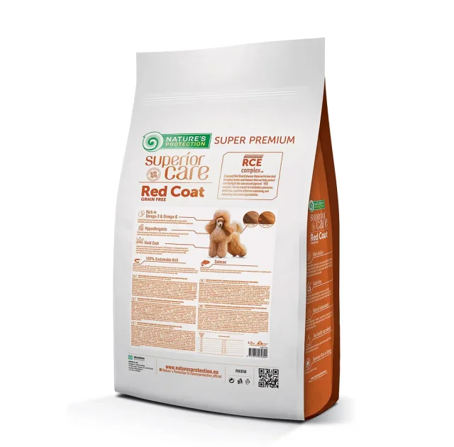 Сухой корм Natures Protection Red Coat Mini Breed для собак мелких пород с рыжей шерстью, с лососем, 1.5 кг