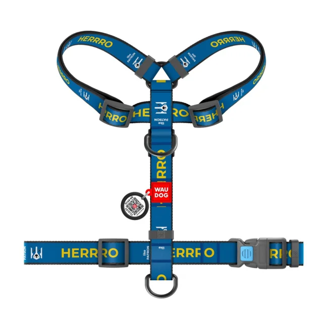 Шлея Waudog Nylon с QR-паспортом, для собак, анатомическая, рисунок "Патрон", размер L, 50-90 см/60-100 см