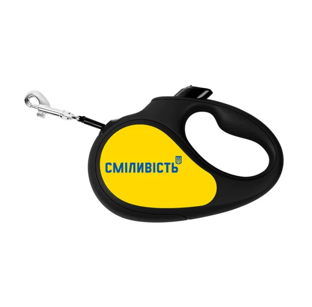 Повідець-рулетка Waudog R-leash для собак, малюнок "Сміливість", M, до 25 кг, 5 м, стрічка, чорний