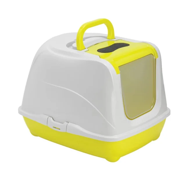 Закритий туалет Moderna Flip Cat Jumbo для кішок, з відкидною кришкою, лимонний, 58 х 45 х 42 см