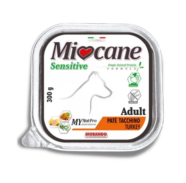 Влажный беззерновой корм Morando MioCane Monoproteico Only Turkey для собак, с индейкой, 300 г