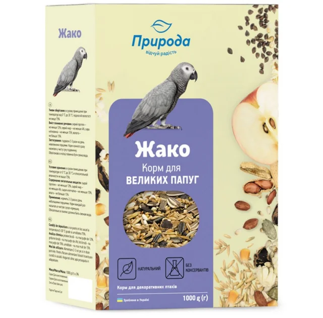 Корм Природа Жако для больших попугаев, 1 кг