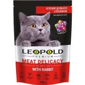 Вологий корм Леопольд Premium М'ясний делікатес для котів, з кроликом, 100 г