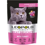Вологий корм Леопольд Premium М'ясний делікатес для котів, з індичкою, 100 г