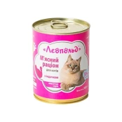 Вологий корм Леопольд м'ясний раціон для котів, з індичкою, 360 г