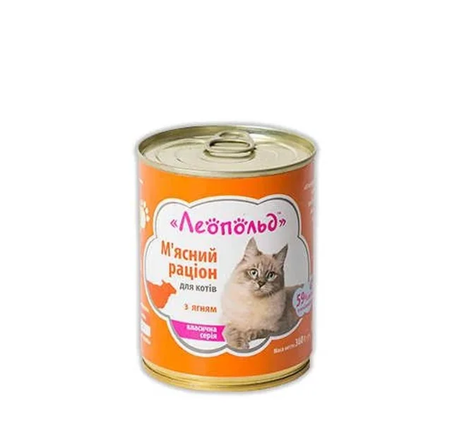 Влажный корм Леопольд мясной рацион для кошек, с ягненком, 460 г