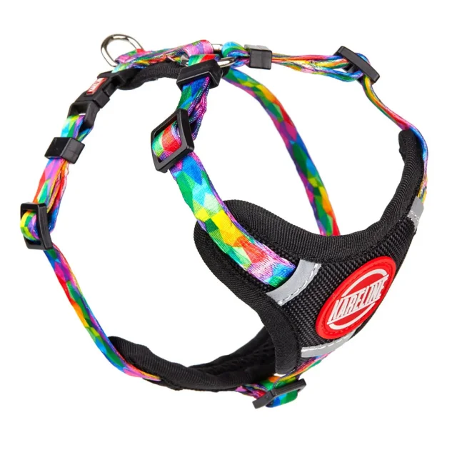 Шлея Kareline для собак, нейлон, с логотипом и пластиковой пряжкой, узор Keeper, 1 см/22-30 см/28-38 см