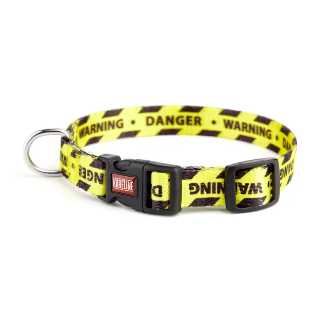 Ошейник Kareline для собак, нейлон, пластиковая пряжка, узор Warning, 2×28-40 см