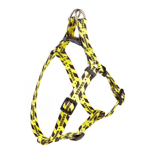 Шлея Kareline для собак, нейлон, с пластиковой пряжкой, узор Warning, 2 см/40-56 см/44-62 см