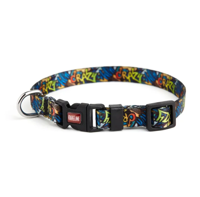 Ошейник Kareline для собак, нейлон, пластиковая пряжка, узор Crazy, 1×25-30 см