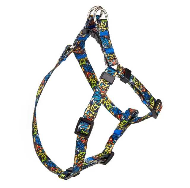 Шлея Kareline для собак, нейлон, з пластиковою пряжкою, візерунок Crazy, 1 см/24-30 см/26-40 см