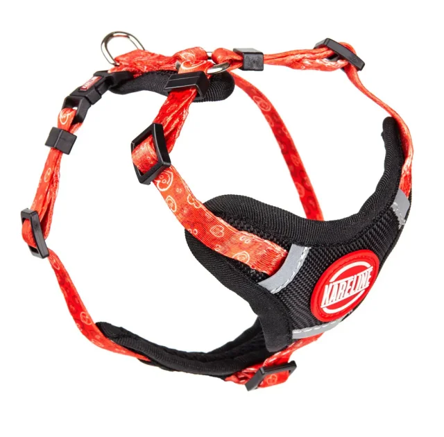 Шлея Kareline для собак, нейлон, с логотипом и пластиковой пряжкой, узор Hearts, 1.5 см/32-48 см/40-50 см