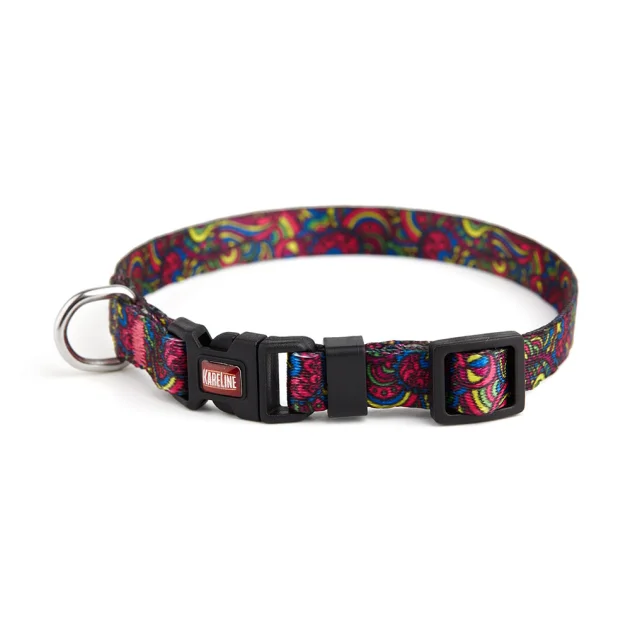 Ошейник Kareline для собак, нейлон, пластиковая пряжка, узор Kaleidoscope, 1.5×24-35 см