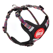 Шлея Kareline для собак, нейлон, с логотипом и пластиковой пряжкой, узор Kaleidoscope, 1.5 см/32-48 см/40-50 см