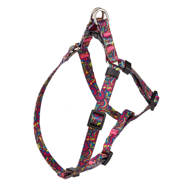 Шлея Kareline для собак, нейлон, з пластиковою пряжкою, візерунок Kaleidoscope, 1.5 см/35-48 см/40-57 см