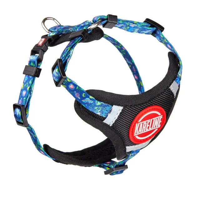 Шлея Kareline для собак, нейлон, с логотипом и пластиковой пряжкой, узор UFO, 1×22-30 см/28-38 см