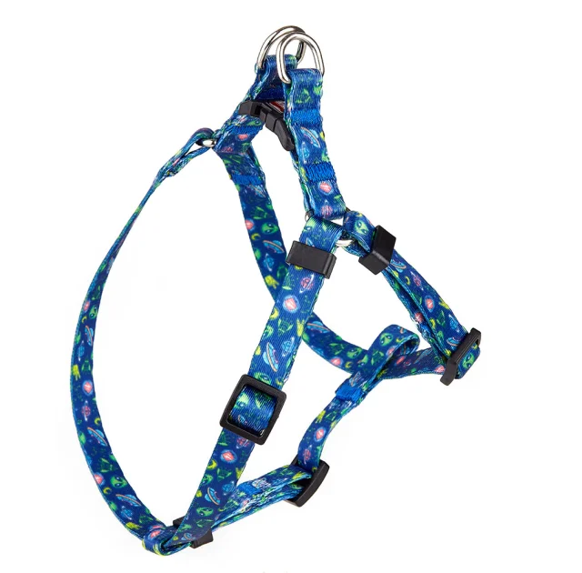 Шлея Kareline для собак, нейлон, с пластиковой пряжкой, узор UFO, 1×24-30 см/26-40 см