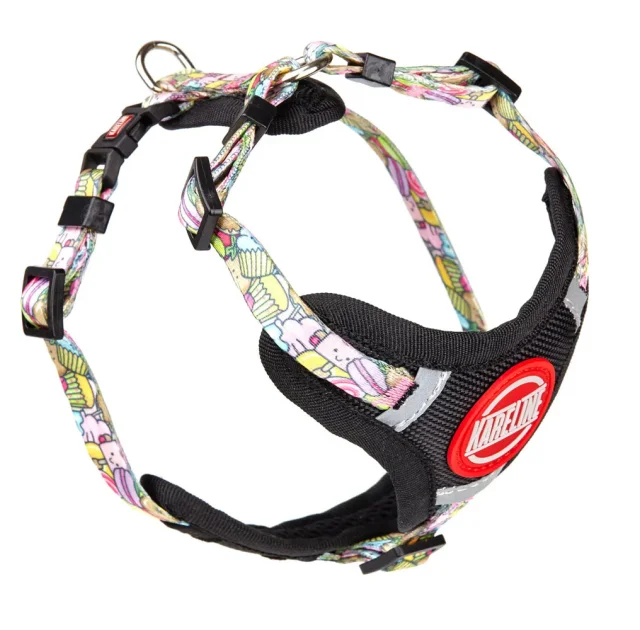 Шлея Kareline для собак, нейлон, с логотипом и пластиковой пряжкой, узор Cake, 1×22-30 см/28-38 см