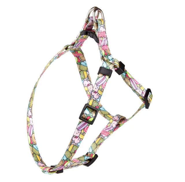 Шлея Kareline для собак, нейлон, з пластиковою пряжкою, візерунок Cake, 1.5 см/35-48 см/40-57 см