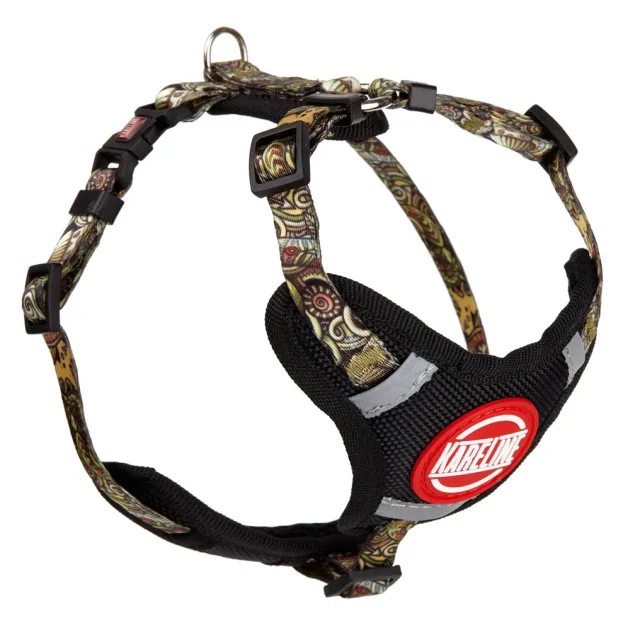 Шлея Kareline для собак, нейлон, с логотипом и пластиковой пряжкой, узор Afro, 1×22-30 см/28-38 см