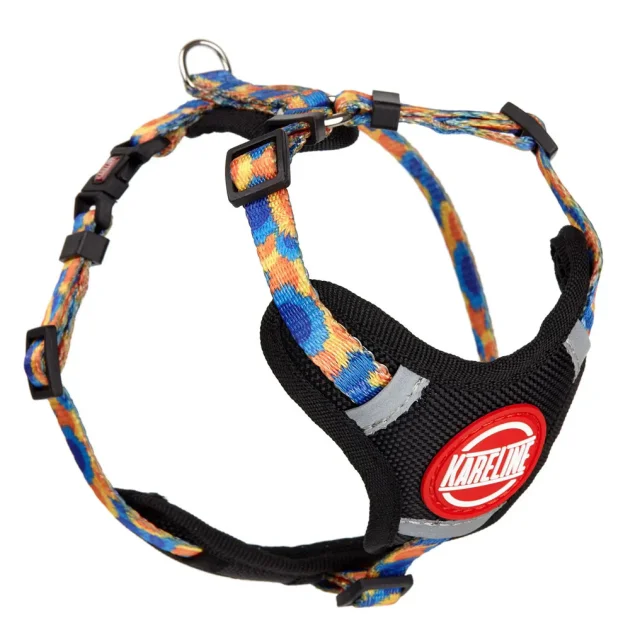 Шлея Kareline для собак, нейлон, с логотипом и пластиковой пряжкой, узор Sunflowers, 2 см/40-60 см/50-63 см