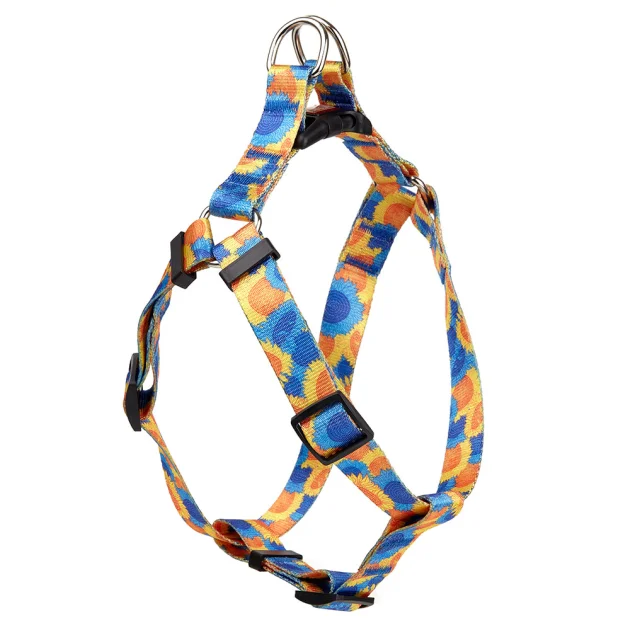 Шлея Kareline для собак, нейлон, с пластиковой пряжкой, узор Sunflowers, 2.5 см/50-68 см/50-72 см