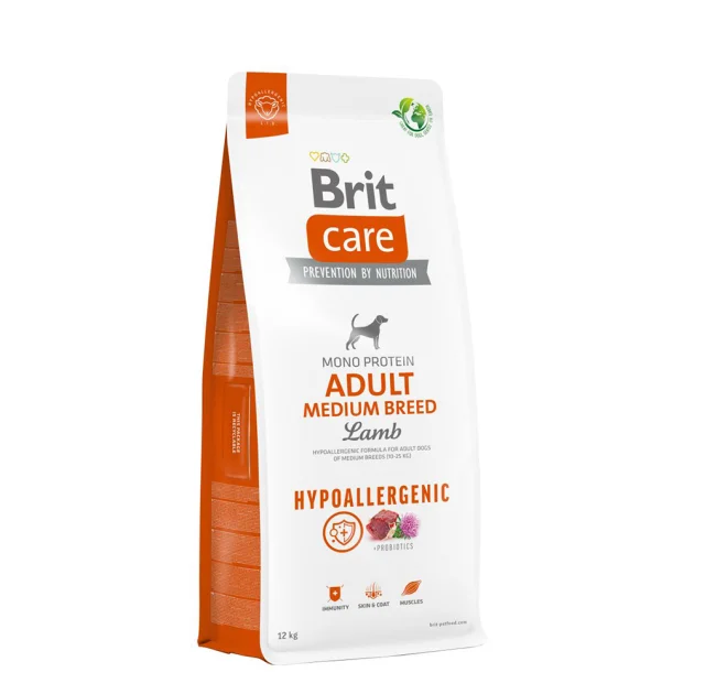 Сухий корм Brit Care Dog Hypoallergenic Adult Medium Breed для дорослих собак середніх порід, з ягням, 12 кг
