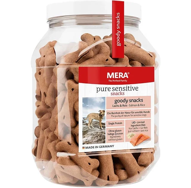 Ласощі Mera Good Snacks Pure Sensitive Lach&Reis снеки для чутливих собак, із лососем та рисом, 600 г
