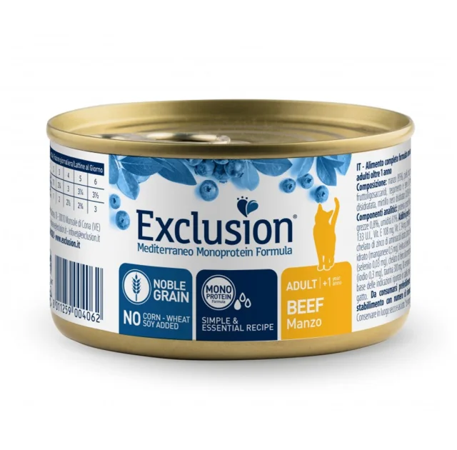 Консерви Exclusion Adult Beef для дорослих котів всіх порід, з яловичиною, 85 г