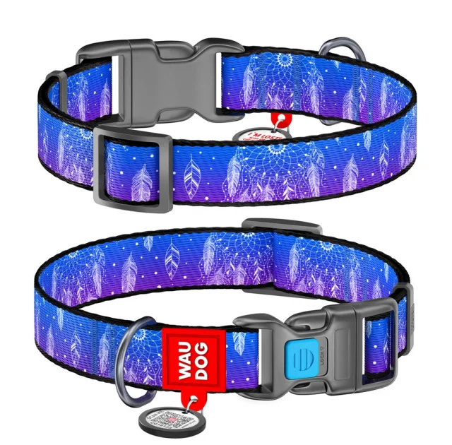 Ошейник Waudog Nylon с рисунком "Ловец снов" ширина 25 мм, длина 31-49 см