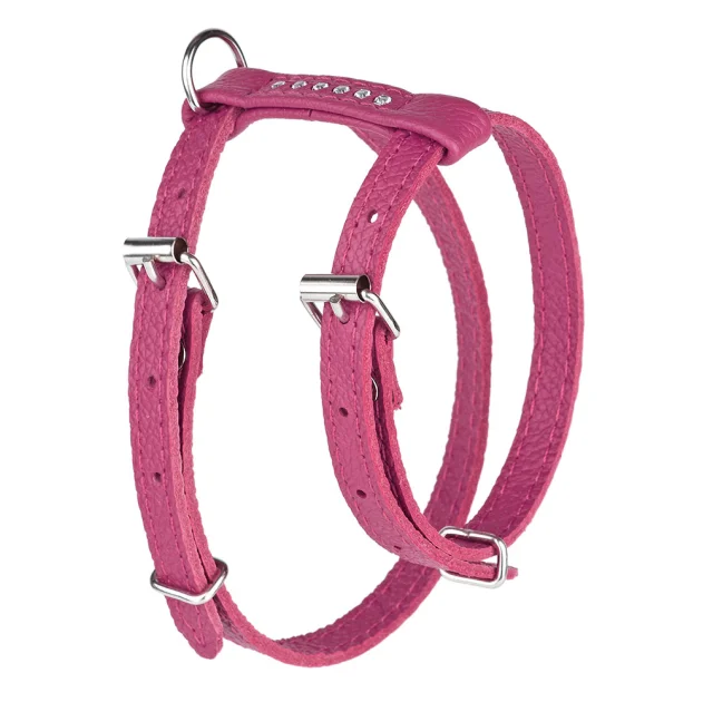 Шлея для собак, из мягкой кожи, со стразами, 1.2 см/23-30 см/27-34 см