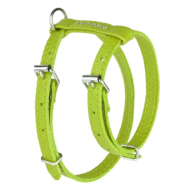 Шлея для собак, из мягкой кожи, со стразами, 1.2 см/23-30 см/27-34 см