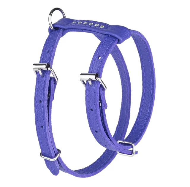 Шлея для собак, из мягкой кожи, со стразами, 1.2 см/23-30 см/27-34 см